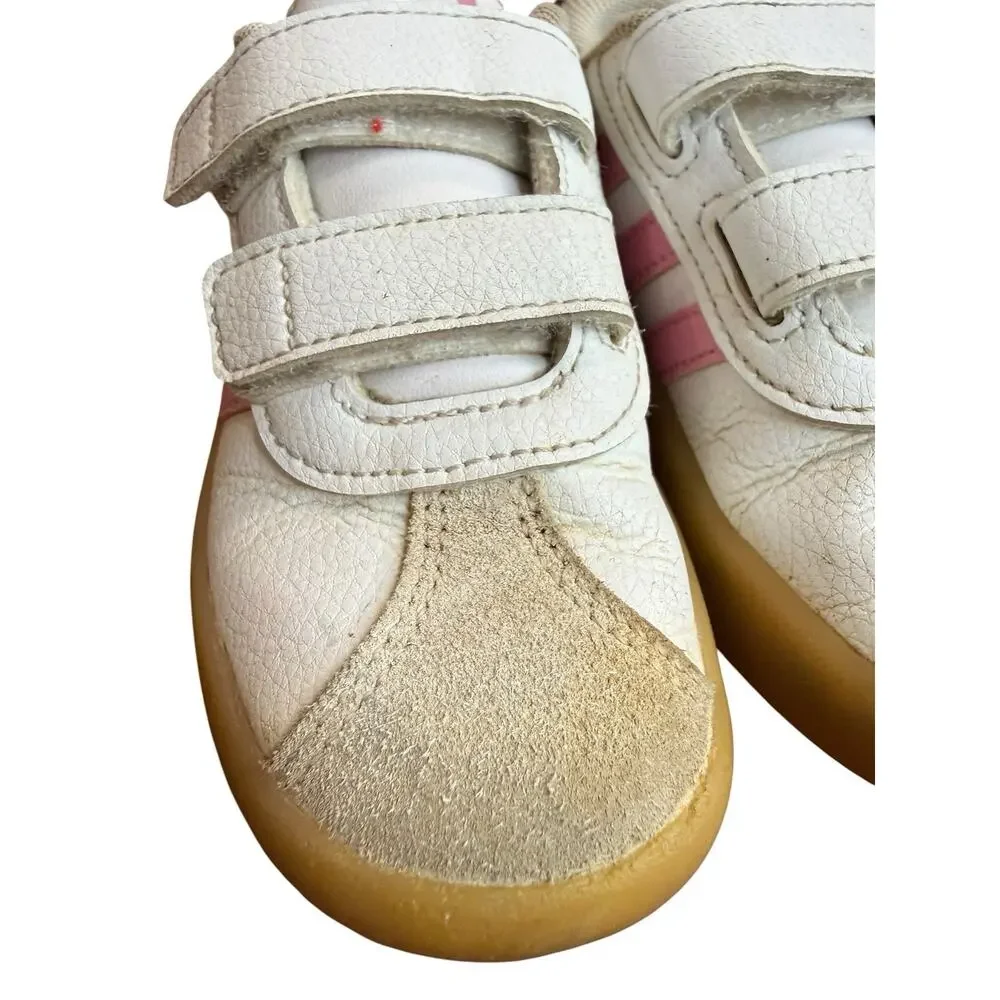 Adidas White Pink JI1266 Toddler Size 8 Hook Loop Gummy Sneakers Shoes